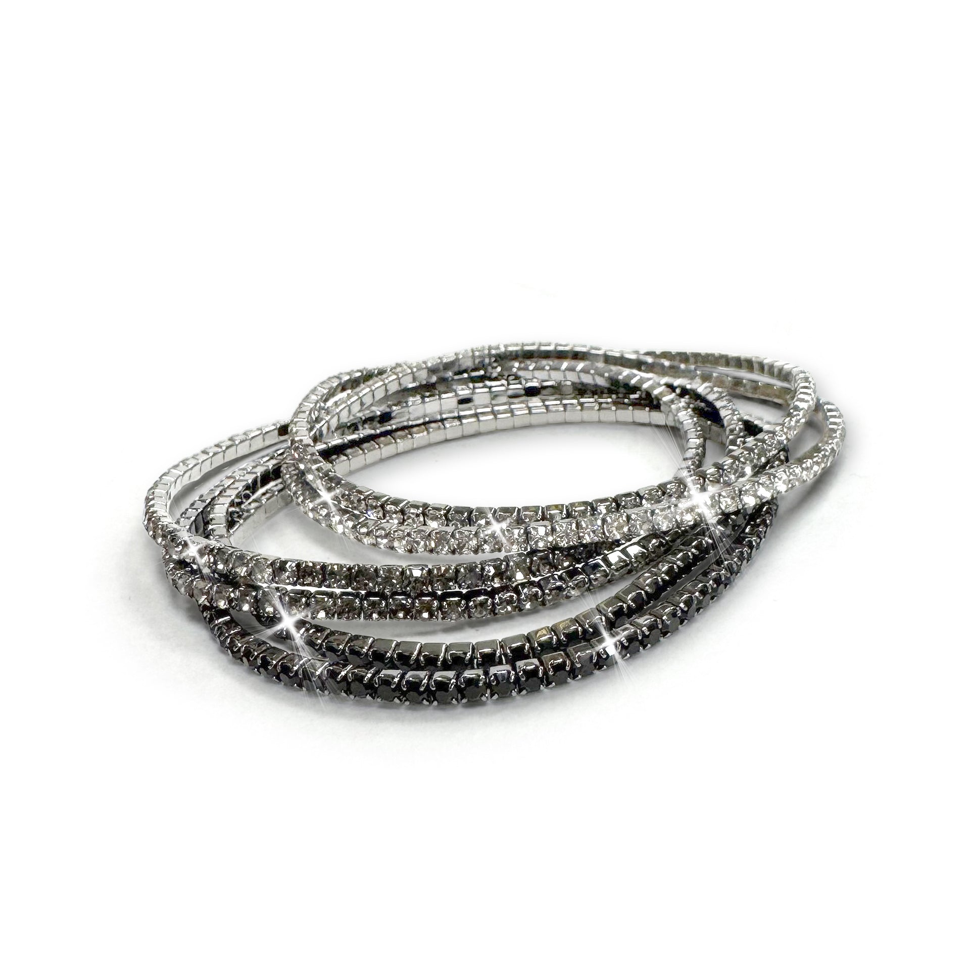 STRETCH CRYSTAL BRACELETS BLACK SILVER