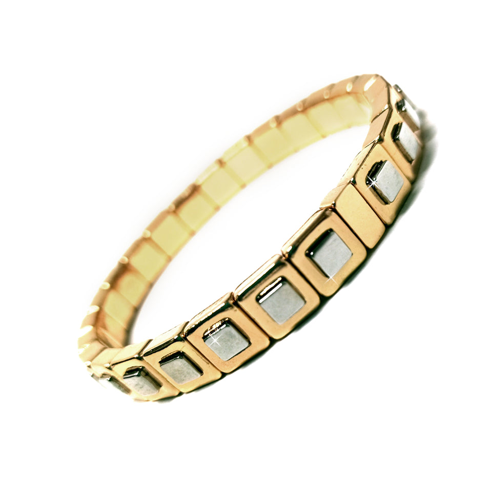 BRACELET ARISTOCRAT SQUARES SILVER GOLD