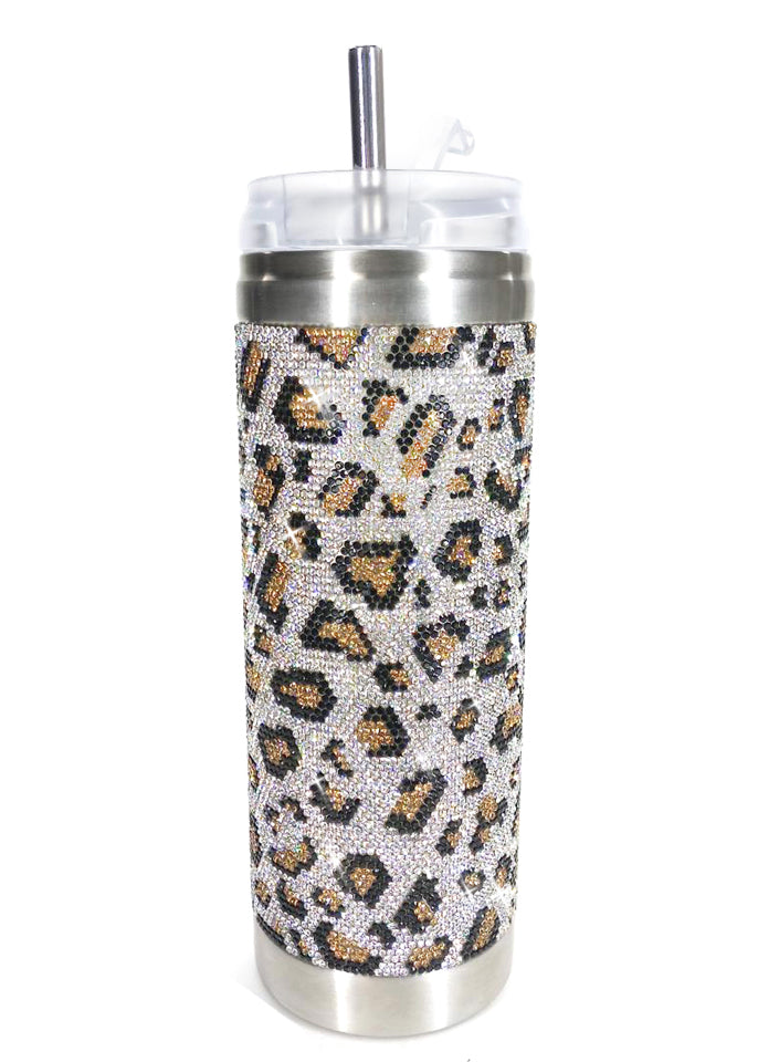 WILD LEOPARD LUX COLLECTION SILVER TUMBLER