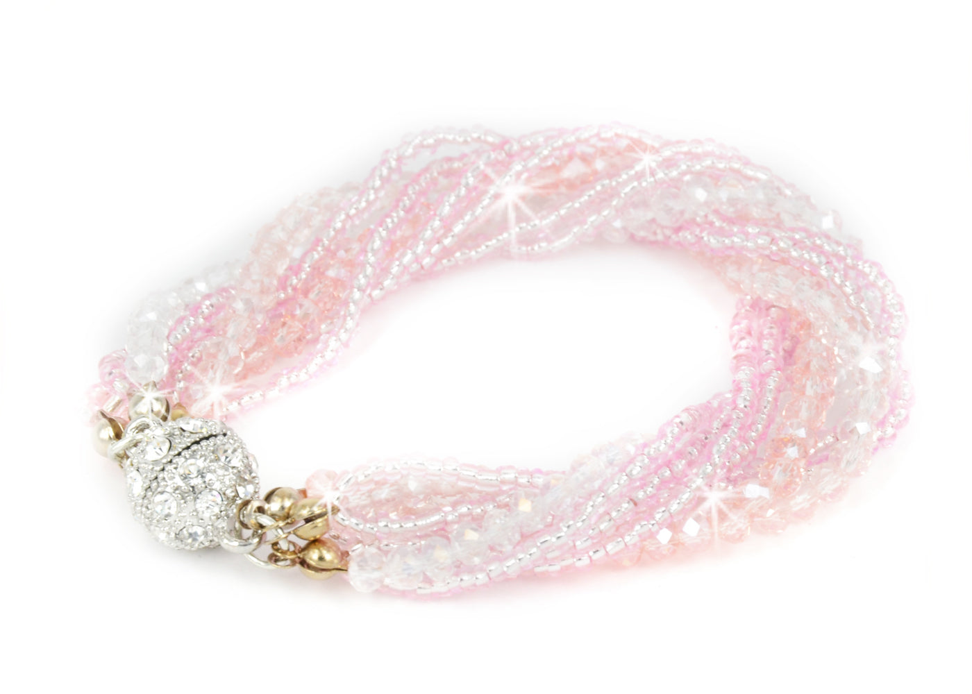 BRACELET CRYSTAL MAGNET PINK/WHITE