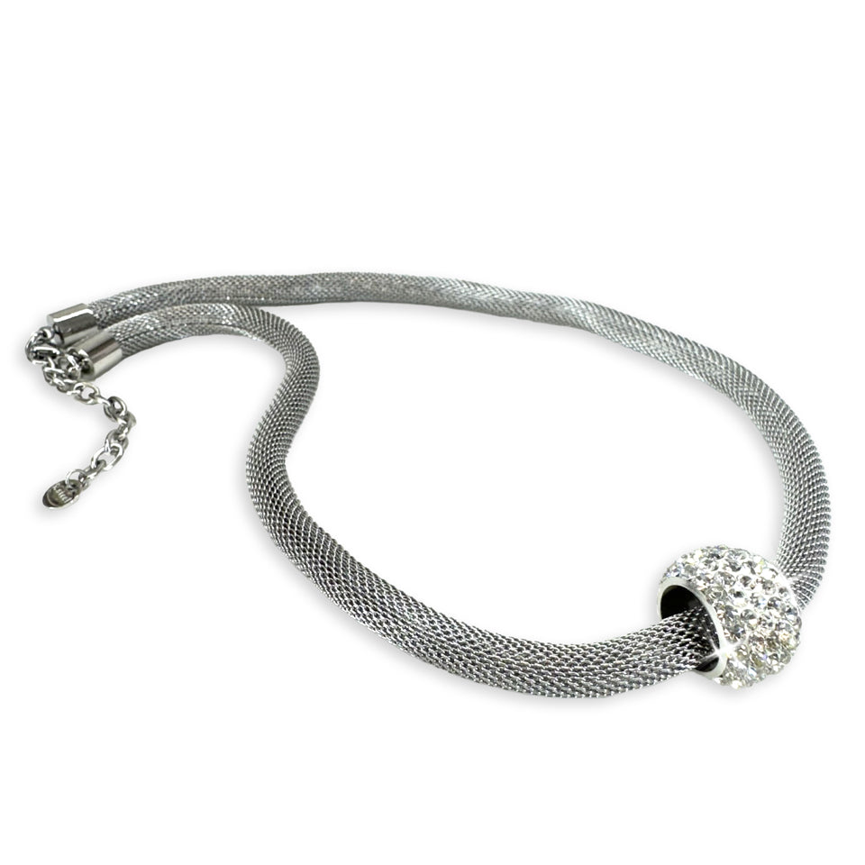 NECKLACE METALIC MESH SILVER