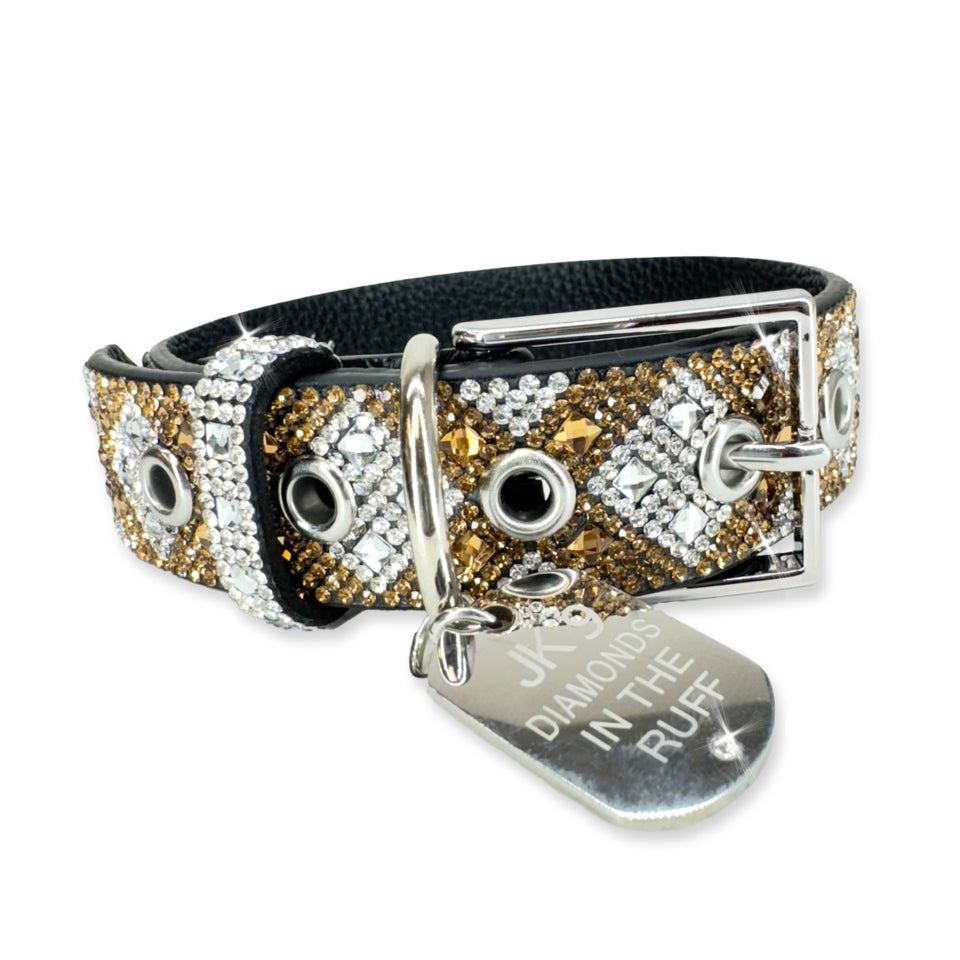 MARINERS CROSS COLLECTION SILVER GOLD DOG COLLAR MEDIUM