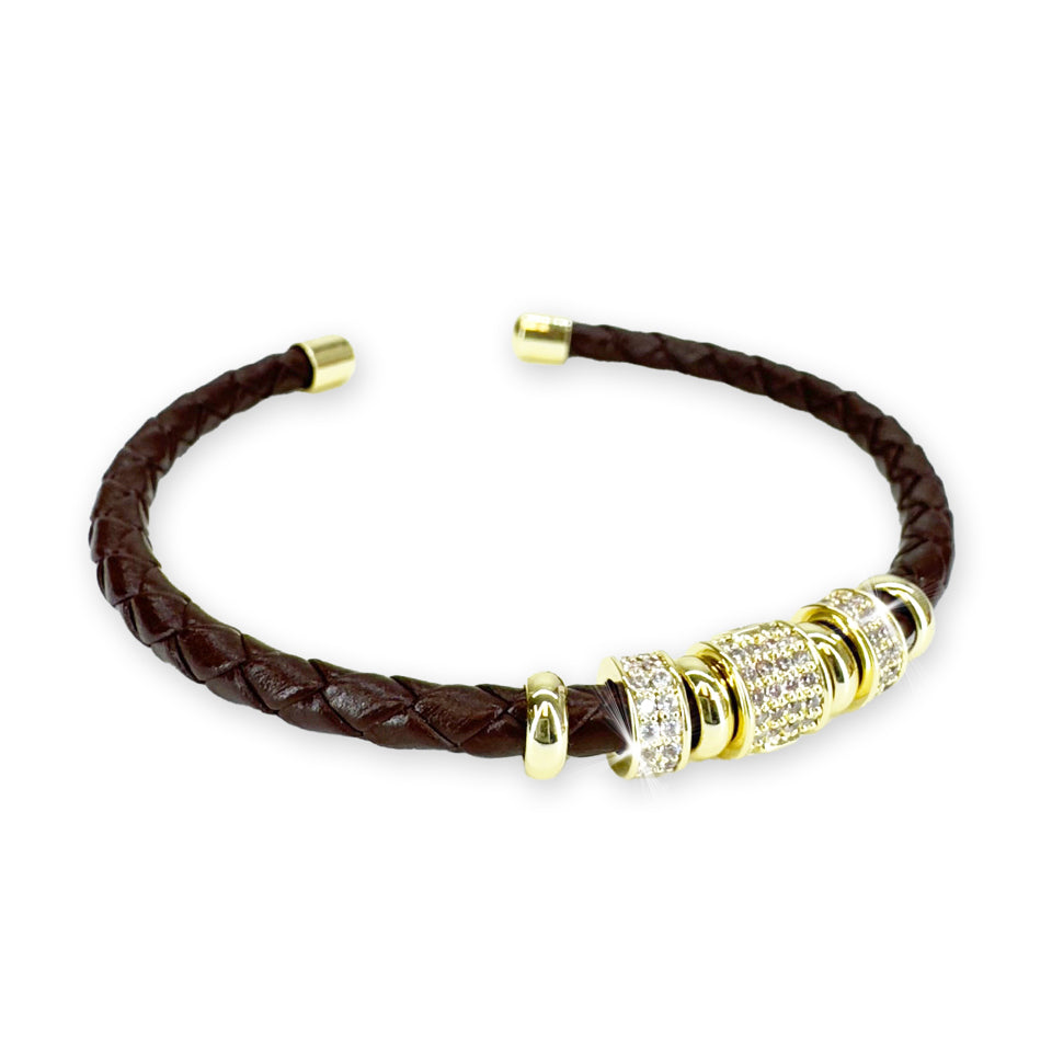 BRACELET BRAIDED FLEX BEAD BROWN