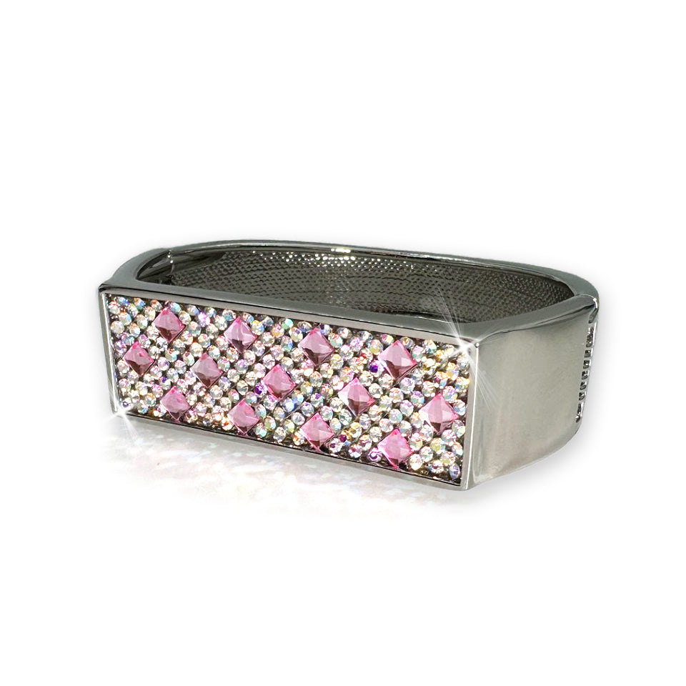 BRACELET GLAM CUFF SILVER PINK