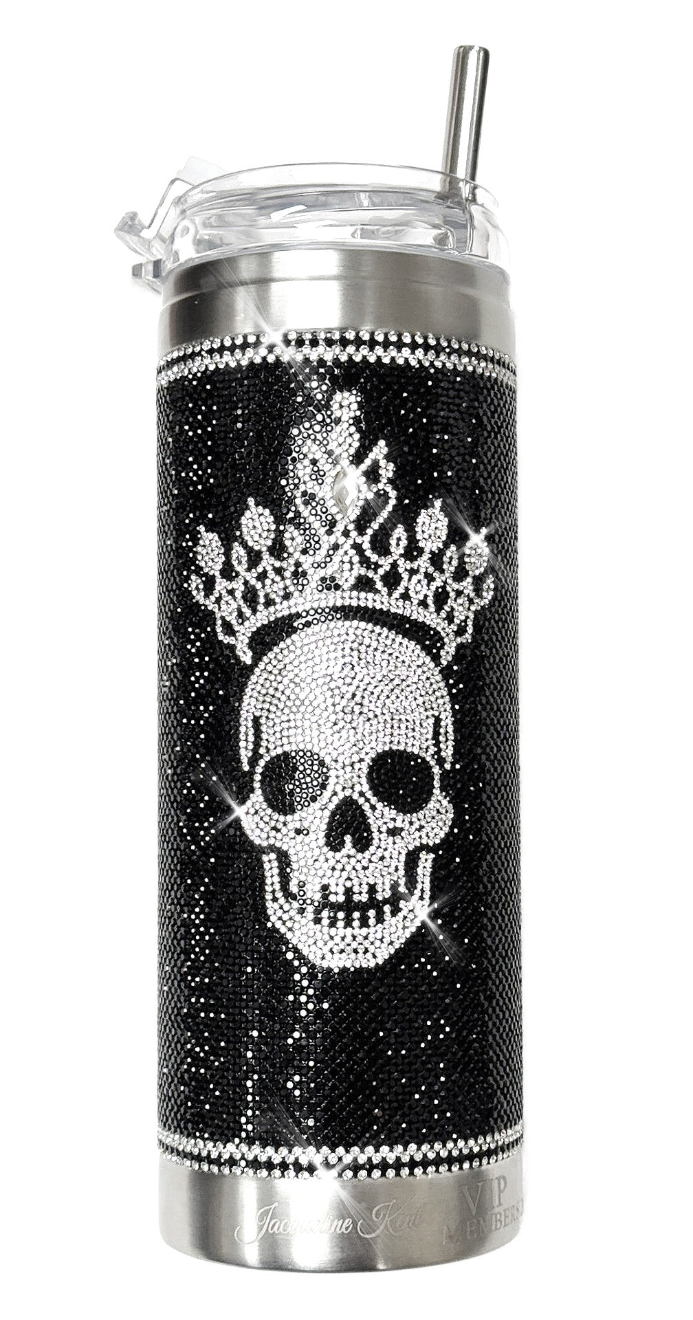 CRYSTAL TUMBLER SUGAR SKULL BLACK CROWN