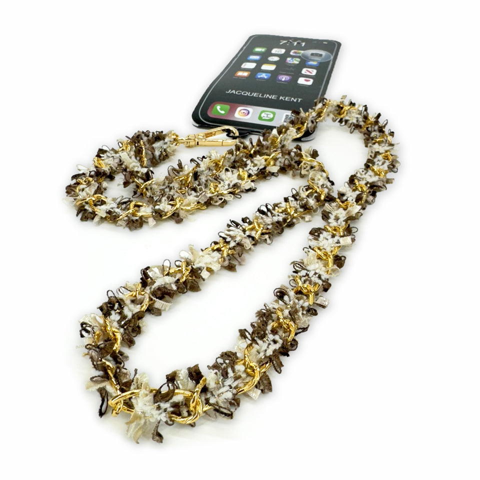 LUX LONG PHONE LANYARD BROWN