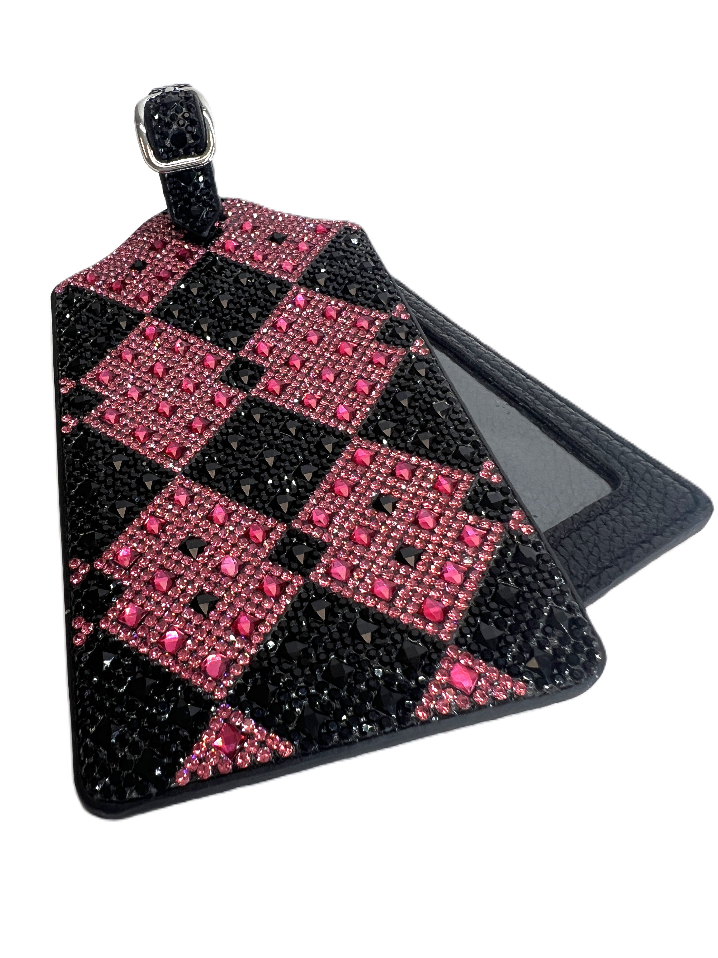 REBEL ROSE COLLECTION LUGGAGE TAG PINK BLACK