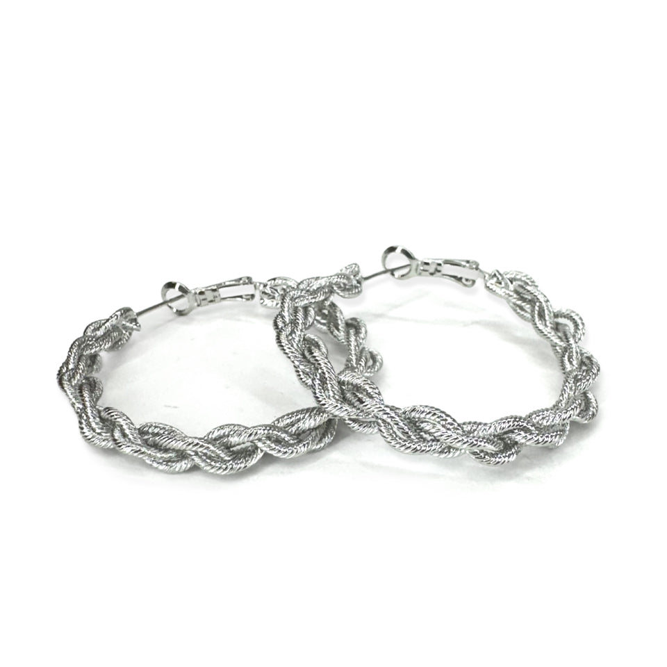 EARRING 40MM ROPE CHAIN SILVER