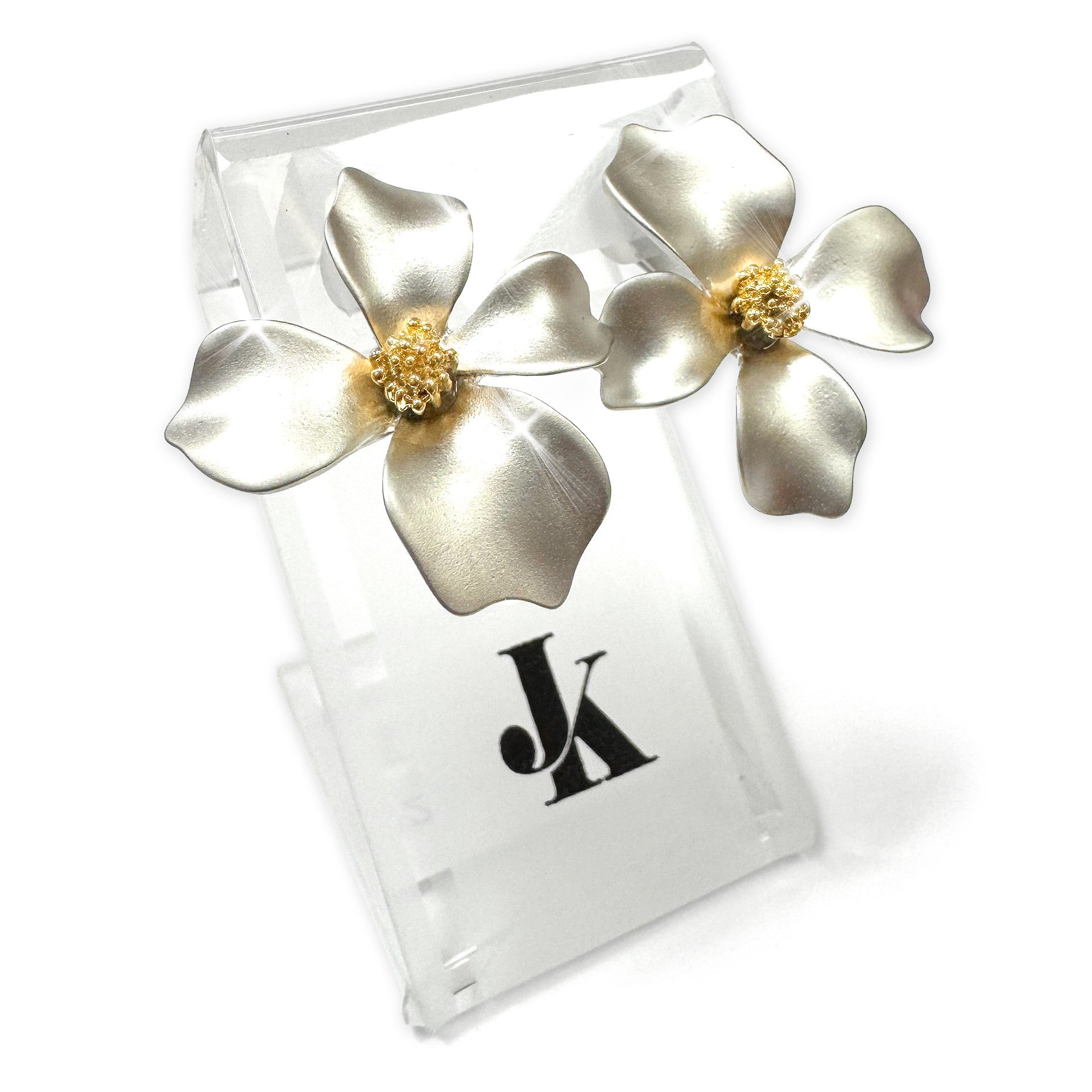 Jacqueline Kent Metallic Flower Stud Earrings Mixed Metal