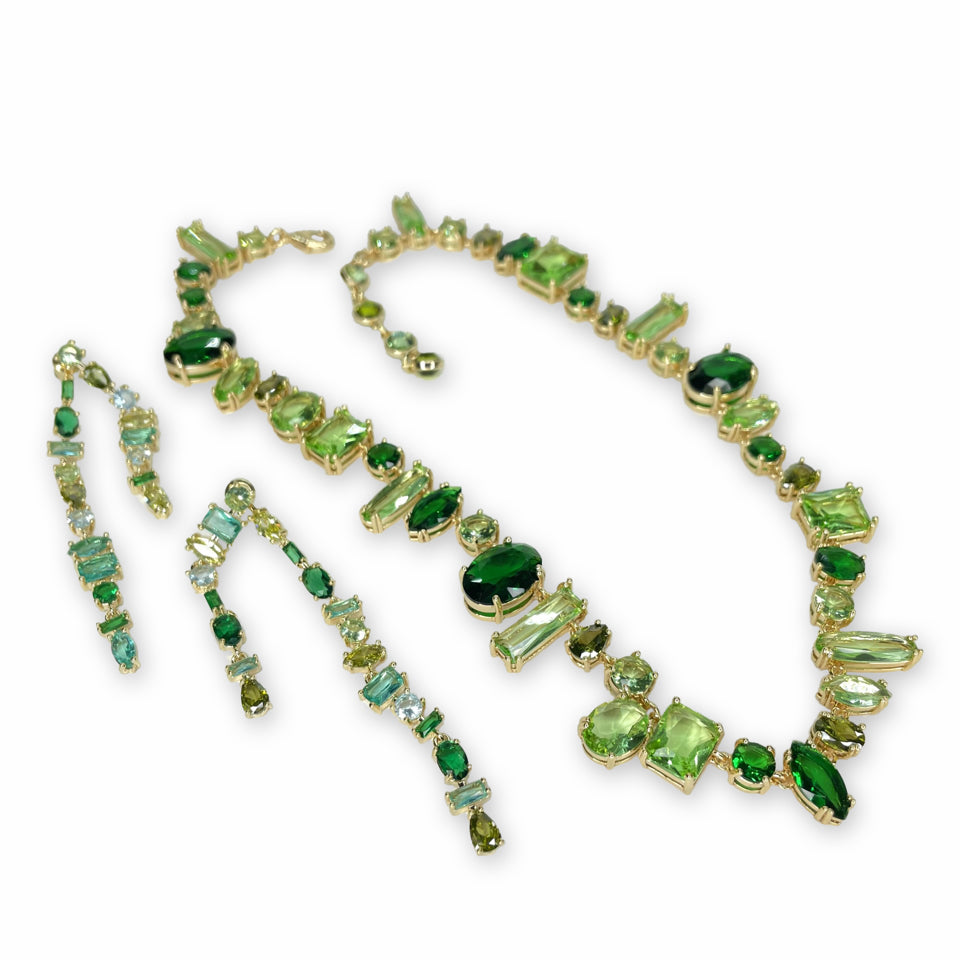 ROYAL GARDEN PARTY COLLECTION NECKLACE EARRING SET GREEN